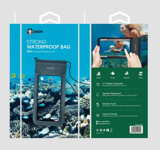 Green Strong Waterproof Bag 6 1 512x481 - كفر الحماية من الماء للجوالات من جرين 6.7 إنش – اسود